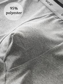 HIALEGION 4pcs/Pack Men's Letter Belt Solid Color Elastic Underwear, Casual Sports Style, Comfortable Boxer Briefs