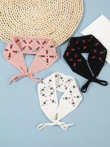 1 件宽针织钩针镂空花朵玫瑰樱桃头带，法式田园温柔甜美氛围休闲头饰，优雅时尚配饰发饰，学校用品，学院，头带秋季配饰 - 彩色 - 查看 7