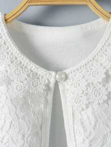 Spring & Summer Young Girl Girls Lace Short Sleeve Lightweight Sun Protection Cardigan, Toddler & Big Kid Shawl Collar Outerwear