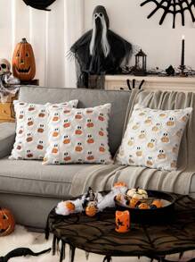 1 Stück Halloween & Weihnachten Serie Kissenbezug, süßer & weicher Geist Kissenbezug, lustiger schwarzer Fledermaus Kissenbezug, geeignet für Halloween, Weihnachten, Wohnzimmer Sofa Party, Schlafzimmer, Schulanfang Wohnheim, 3 Farben Geister