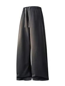 Blueplus Women's Simple And Fashionable Solid Color Straight Leg Sports Pants, Breathable And Comfortable Soft Cropped Pants, 1pc Outdoor Casual Lace Up Women's Sports Pants - 深灰色 - 查看 3