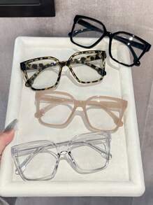 1 件/4 件塑料多色豹纹几何全框 6 屈光度可选，+1.0 至 +2.5 放大倍数女士老花镜适合日常生活办公室阅读商务适合所有脸型