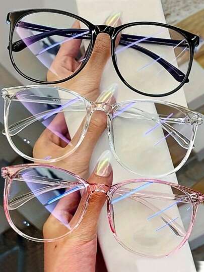 Fashion Glasses, Clear Lenses, Unisex Glasses, Black, Pink And Clear Frames, Eye Protection And Fashion For Summer Beach Vacation,Outdoor,Travel