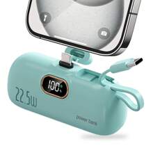 Cargador portátil, batería externa ultra compacta de 4500mAh con cable tipo C incorporado, pantalla LED, doble compatible con teléfonos y otros suministros de energía móvil, adecuado para vacaciones de verano, viajes al aire libre/camping y batería de respaldo de emergencia, regalo para familia, amigos, cumpleaños