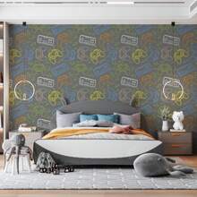 Game Controller Vinyl Adhesive Wallpaper Gray Colored Children's Room Game Room