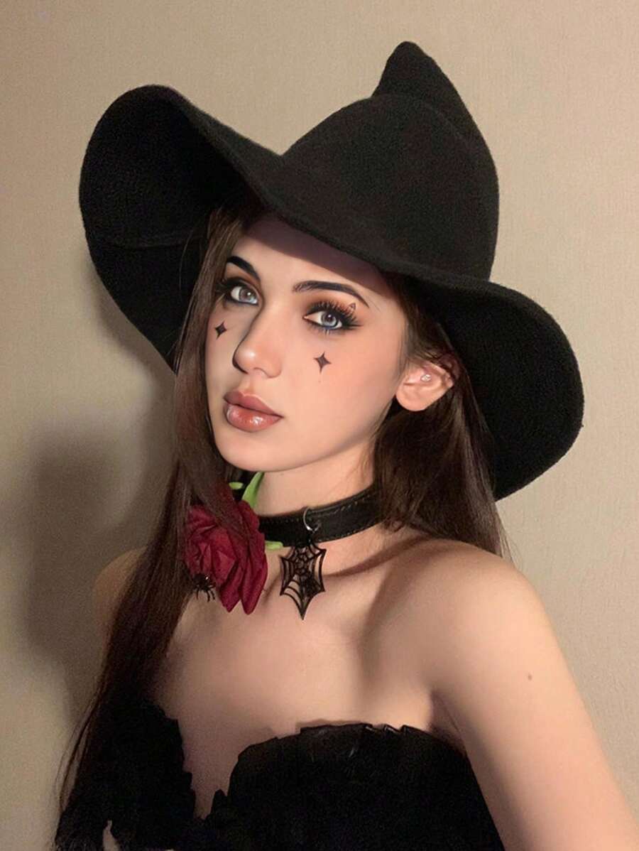 1. Spersonalizowany kapelusz czarodzieja na Halloween, duży cylinder retro dla kobiet, wełniany kapelusz, modny kapelusz na jesienne i zimowe przyjęcie świąteczne, dyniowy kostium wampira, jesień