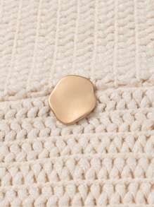 1pc Women Solid Color Button Tassel Knitted Poncho Shawl, Fashionable Casual Warm Wear For Vacation And Daily Use