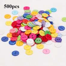 500 件什锦树脂纽扣，9 毫米，带两个孔 - 非常适合 DIY 缝纫和工艺项目，白色/红色 - 隨機500個 - 查看 5