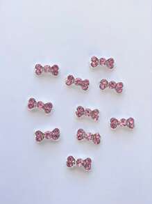 10/20pcs 3D Large And Small Silver Bow Nail Art Decoration Japanese Korean Style Alloy Exquisite Luxury Bowknot Nail Charms Y2K Metal Nail Accessories Shiny White Pink Rhinestone Nail Gems DIY Suitable For Acrylic Press Nails Phone Case Shoes Clothes Bags Nail Supplies