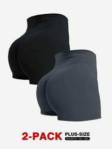 TNTOR Pantalones cortos de running de talla grande para mujer, con cintura alta a prueba de sentadillas, pantalones cortos ocultos con bolsillos, cintura elástica, pantalones cortos de compresión que absorben la humedad para entrenamiento, yoga, ciclismo