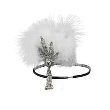 1920 年代羽毛头带，波西米亚头饰，锌合金菱形框架，女士 1920 年代羽毛装饰头带，重返校园