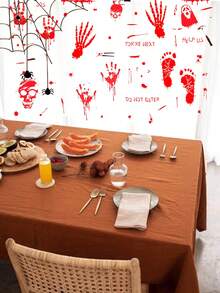 1/24pcs Halloween Solid Color Linen-Like Table Cloth, Modern Minimalist Nordic Style Home Textile Dining Table Mat - Orange - View 7
