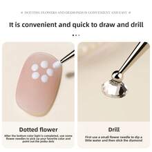 Double-Ended Point Point Pen Dot Drill Pen Nail Pen Nail Dot Flower Hook Edge Polka Dot Nail Art Special Tool - màu nâu - Xem 5
