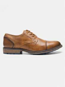 Zapatos Derby casuales para hombres, suela de goma cómoda, estilo de bloques de color retro, zapatos para el trayecto diario y caminar