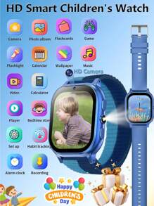 ERUN 31 Games Smart Children's Watch HD Full Touch Screen Outdoor Flashlight Alarm Clock Audiobook Recording Video Pedometer Calculator Music DIY Wallpaper Photography Children's Day, Ay, Boy/Girl Birthday Gift