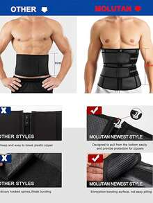 1pc Men's Waist Trainer Trimmer Corset Abdominal Binder Neoprene Sports Waist Belt, Sweat Waist Trainer Wrap For Men, Unisex Waist Trainer Sports Belt - 1PCS - View 3