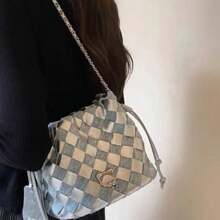 Women Shoulder Bags - 純手工編織銀色 - 查看 7