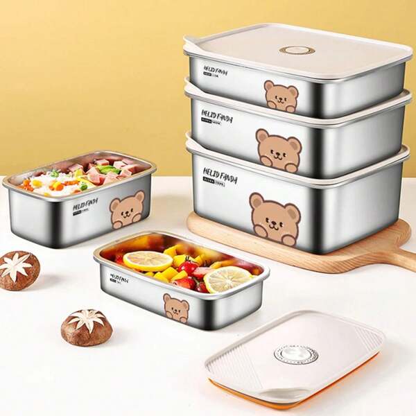 WORTHBUY Portable 304 Stainless Steel Bento Lunch Box For Student Office Workers Sealed Food Contianer With Lid Microwave Safe