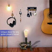 Guitar Shaped Coat Hanr H And Amp Plugin Key Chain For Amplifier Hanr And Holder Rack Or Single Decoration Great Holiday Gift For Music Lovers - 黑色 - 查看 3