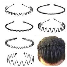 MMetal Headbands For Men Fashion Headband For Women Unisex Wavy Hair Bands Outdoor Sports Head Bands Simple Elastic NonSlip Hair Accories 6 Pack 5001 - A-New6件 - 查看 1