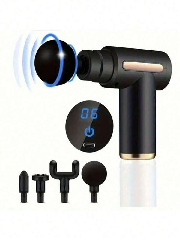 Portable Muscle Massage Gun For Body Massage, With Led Touch Screen, Speed Adjustment, Rechargeable, And 4 Replaceable Massage Heads Fascia Gun - Muscle Seat - Professional Physiotherapy Grade Multi-Functional Mini Electric Handheld Hammer Shoulder And Neck, Cervical Waist, Body Percussion Back Electric Instrument Gifts For Men Women Gift Ideas Unique Gifts Top Cool Gifts Gifts For Her Gift Sets