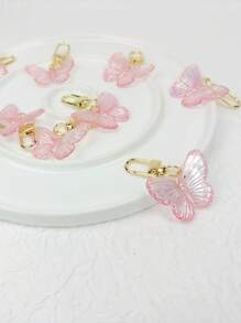 1pc/8pcs/16pcs Creative Butterfly Keychain Set,Colorful Butterfly Keychain Set,Comes With Transparent Hard Cloth Bag,Thank You Label,DIY Keychain,Creative Keychain,Backpack Pendant,Bag Accessories