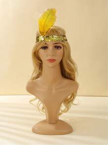 1 件 20 世纪 20 年代风格的羽毛头带，羽毛尺寸随机，适合女性单身派对、万圣节