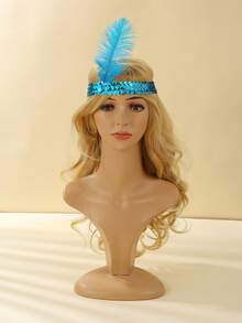 1 件 20 世纪 20 年代风格的羽毛头带，羽毛尺寸随机，适合女性单身派对、万圣节