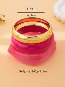 3pcs/Set Fashionable & Elegant Wide Bangle Bracelet Set, Suitable For Women Party, Daily Wear, Gift - 3 Bracelets - View 9