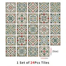 24PCS- Nordic Home Tile, Self-Adhesive Wall Stickers, Kitchen Bathroom Bedroom Living Room Dining Room, Waterproof, Oil And Moisture Proof, Decorative Tile Stickers, Wall Renovation Floor Stickers For Home Decor