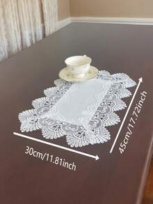 Față de masă dreptunghiulară din fibră de bambus albă, 1 buc., broderie din dantelă solubilă în apă, design elegant cu flori albe, potrivită pentru masa de bucătărie de acasă, bufet, comodă, decorarea dulapului de pantofi, petrecere de sărbători, petrecere de picnic în aer liber, cadou de aniversare a nunții pentru bărbați și femei, broderie rafinată, decorațiune festivă, material de înaltă calitate, pentru gazdele de banchet.