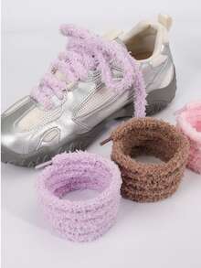 2 pares de cordones de zapatos suaves y esponjosos - de unicolor, casuales, lavables a mano - Multicolor - Ver 8