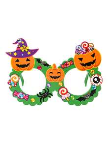 1pc Children's Halloween DIY Cartoon Glasses, Kids Creative Sticker Craft Toy, Preschool Halloween Costume Prop, DIY Craft Kit, Educational Toy