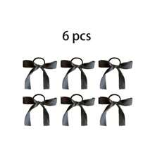 Set de 6 accesorios para el cabello multifuncionales con cintas de satén blanco, lazos, scrunchies - Nuevos estilo coreano elegante y sencillo para sujetar coletas, decoraciones para el cabello para mujeres y niñas, accesorios casuales, regalos y props para fotografía, bandas elásticas para el cabello