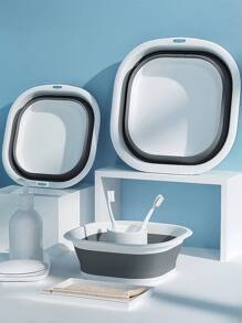 1/3PCS 折叠洗衣桶，节省空间的水槽盆，耐用塑料，便携式折叠洗脸盆，适合家庭、宿舍和露营 - 现代椭圆形设计，易于存放和清洁，便携式洗衣盆，节日礼物，返校用品。 - 灰色 - 查看 4