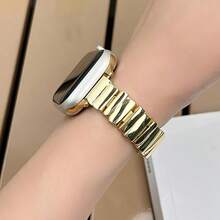 1条不对称金属表带，兼容 42mm、38mm、40mm、41mm、44mm、45mm、46mm、49mm，时尚智能手表替换表带，适用于 Ultra2、Ultra SE2、SE 10、9、8、7、6、5、4、3、2、1，男女通用 - 金色 - 查看 3