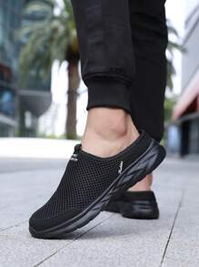 男士新款柔软休闲透气一脚蹬拖鞋 - 黑色 - 查看 6