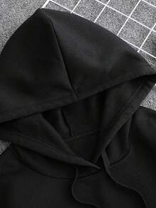 Personalized Text & Photo Customized Men's Hoodie Sweatshirt For Valentine's Day, Autumn/Winter - Upload Your Friend/Family Photo, Selfie, Group Photo, Landscape, Pet Photo, Or Logo - Black - View 5