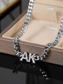 Dây chuyền khắc tên bằng đá Zirconia theo yêu cầu, kiểu Cuban, dây chuyền chữ cái cá nhân hóa, trang sức khắc tên bằng thép không gỉ, quà tặng cho phụ nữ. - Dây chuyền kim cương nguyên khối - Xem 12