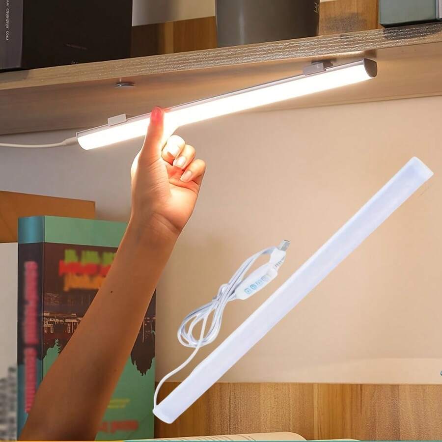 1pc /2pcs LED Sconce Light Bar, Learning Desk Lamp,USB Plug-In With Button Switch, Adjustable Brightness & 3 Color Modes (3000K, 4000K, 6000K), Magnetic Mount, Detachable Plastic Fixture, Ideal For Students, Home Office,Dimmable For Kitchen/Shelf/Cabinet/Desk, 5V, No Battery Required,Cabinet Lighting - LED Light Bar - View 1