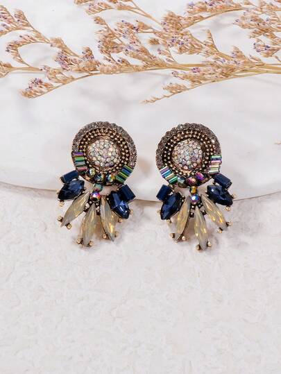 juran 1对水钻耳环，颜色随机，女士礼物