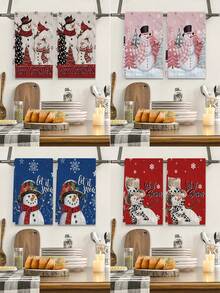 2 buc prosoape de mână super moi din seria Crăciun, poliester ultra moale, lavetă țesută pentru spălat vase, spălare manuală, decor modern cu stil rustic, cadou pentru vecini, produse de curățenie, prosoape de mână pentru decor de bucătărie