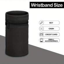 1件时尚字母印花轻便手机臂带口袋腕包/腕带/腕带口袋，适合旅行、散步、跑步、骑行和瑜伽。钱包袋可容纳现金、钥匙、卡片、身份证 - 圣诞节必备 - 黑色 - 查看 6