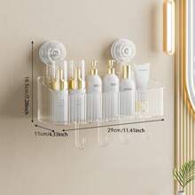 全新家居必备！免打孔吸盘式置物架，多功能浴室厨房收纳神器 | 强力吸盘，稳固不脱落 + 排水槽设计，防止霉菌滋生，可收纳洗漱用品、调料瓶、浴球等。是租房者和小户型人士的理想之选，轻松保持空间整洁。 - 彩色 - 查看 11