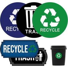 Trash And Recycle Stickers 5 Pcs For Bins, Recycling Stickers For Trash Can UV Stable And Weatherproof, Bin Labels For Kitchen Offi Garage Waste Basket Indoor Outdoor Use - Initial - View 7