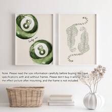 2 Stücke/Set ungerahmte grüne Gepard Glückszahl 8 Billard Y2K Preppy Kunstplakate ästhetische kleine Raumdekoration bunte Leinwanddrucke minimalistische Wandkunst für Studentenwohnheime, Studentenappartements, Wohnzimmer, Schlafzimmer, moderne Wohndekoration, Poster, Wandkunst, Raumdekoration, Herbst, Halloween, modern, Zitate (optionaler Rahmen)