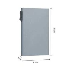 1个几何图案铝合金名片夹，新款季节性设计，防消磁自动弹出式银行卡夹，金属卡套 - 手推名片盒 - 查看 4