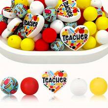 25pcs 15mm Round Silicone Beads, DIY Craft Materials - Teacher's Day And Back To School Gift Set, Suitable For Pens, Necklaces, Key Chains, Birthday, Holiday, Father's Day, Mother's Day Gifts - Campus Series - View 14