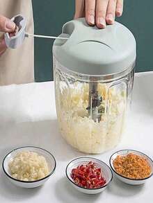 1pc Kitchen Garlic Press, Rotary Mixer, Multi-Function Vegetable Slicer, Food Grinder, Manual Garlic Press - Green - View 1