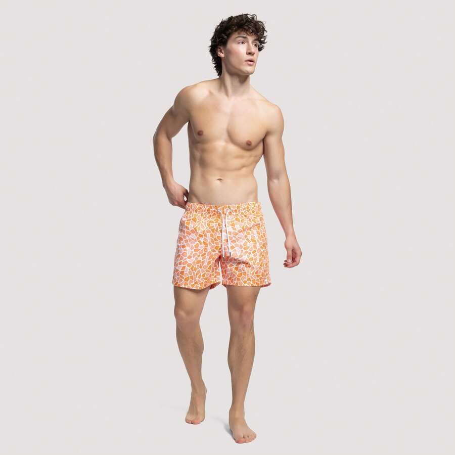 Apres Life Men's Lightweight Durable Elastic Waist Commuting Casual Gym Orange MOSAICORANGESHORTS - Orange - View 1